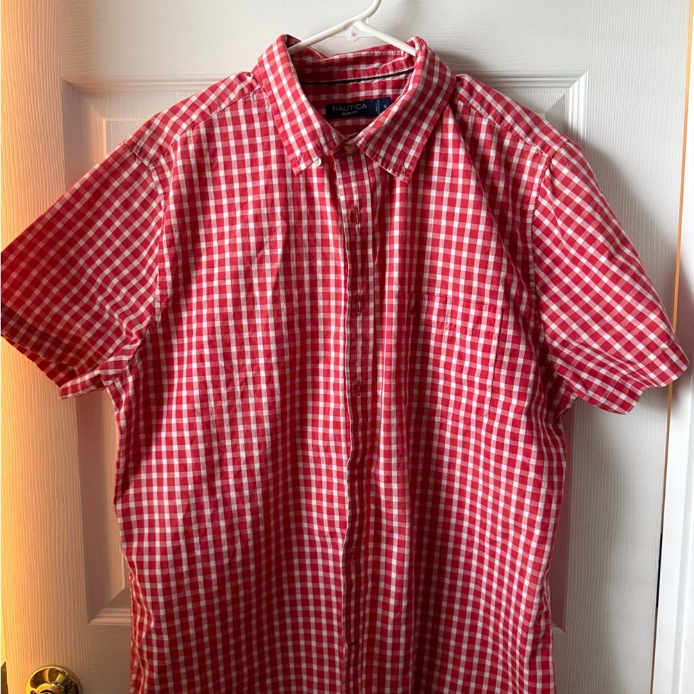 Nautica Red Checkered Men's Shirt